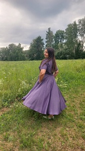Nuevo Vestido Maxi Cruzado de Algodón Elegante para Madres de Novia, con Cuello en V, Manga Corta, Silueta en A, Natural, Ecológico y Formal - Product Image 3