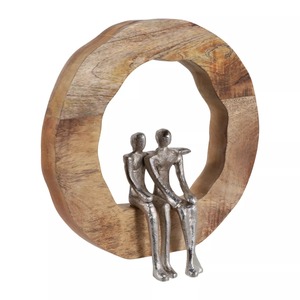 Sculpture d'éléphant circulaire en bois faite à la main, décoration de table, art moderne pour salon, thème animal, cadeau artisanal - Product Image 5