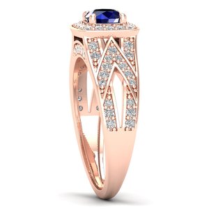 Anillo Halo REYES de Lujo en Plata de Ley 925 con Moissanita Certificada GRA y Zafiro Azul para Mujer, Joyería Fina con Piedra de Nacimiento - Product Image 3