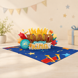 Tarjeta 3D Pop-Up, Papá es Rey, Tarjeta de Felicitación 3D para el Día del Padre, Manualidades de Papel, Tarjetas Pop-Up 3D, Tarjeta Hecha a Mano - Product Image 1