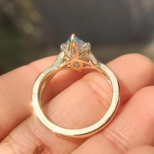 Anillo de compromiso de diamante azul holandés talla marquesa con banda de tallo dividido, anillo llamativo de oro macizo, joyería nupcial única, regalo de lujo - Product Image 2
