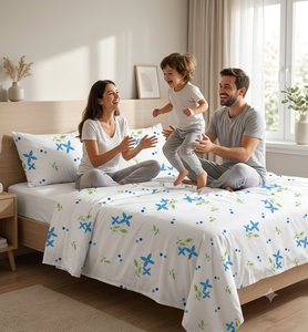 Wholesale <b>printed</b> 400TC Microfiber Wrinkle Resistant Flat & <b>Fitted</b> <b>Sheet</b> with Pillowcases Queen Size Bedding set for All-Season - Product Image 3