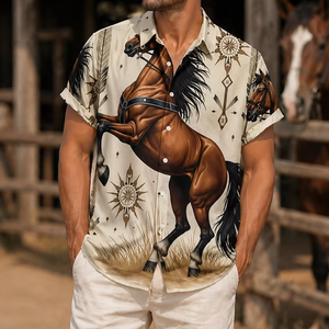 Camisa Casual Elegante para Hombre, Verano, 200 Gramos, Transpirable, Secado Rápido, Ecológica, Manga Corta, 100% Poliéster - Product Image 1