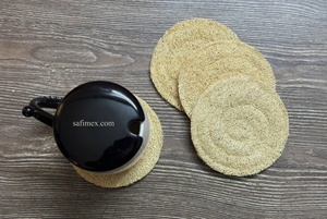 Natural Loofah Eco-Friendly <b>Teapot</b> Mat Coaster 2-layers Heat Insulation Customize Size Cafe Use Made in Vietnam - Product Image 3