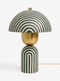 Hand-Painted Striped Metal Table Lamp with AC/DC Power Modern LED <b>Lighting</b> for Contemporary Home Decor - Product Image 2