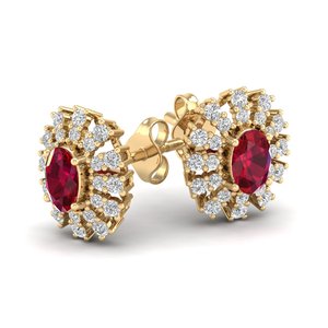 REYES Custom Design 925 Sterling Silver Moissanite <b>Stud</b> <b>Earrings</b> For Women Minimalist Oval Cut 1Ct Ruby Gemstone Halo <b>Earrings</b> - Product Image 6
