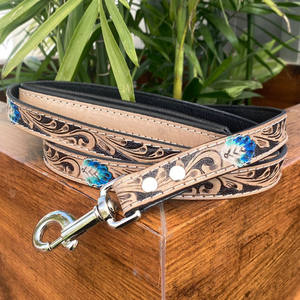Laisse de dressage de chien en cuir usiné à la main personnalisée avec poignée rembourrée personnalisable de haute qualité en cuir véritable de luxe laisses pour animaux de compagnie - Product Image 2