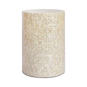 Isometric Cube Pattern Shell Inlaid Stools Mother of Pearl Natural Shell <b>Mosaic</b> Nightstand For Home Interior Styling Design - Product Image 1