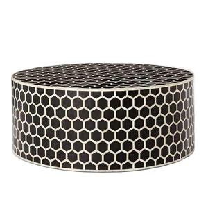 Table basse haut de gamme en résine bleu ciel et incrustations d'os avec des détails complexes Table centrale de luxe faite à la main pour la décoration intérieure - Product Image 2