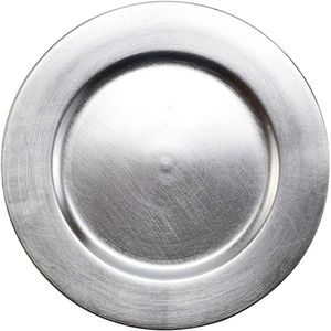 จานรองโลหะสีเงินหรูหราสำหรับงานเลี้ยง ดีไซน์ขอบประดับลูกปัด คุณภาพสูง สำหรับงานจัดเลี้ยงและรับรองแขก - Product Image 4