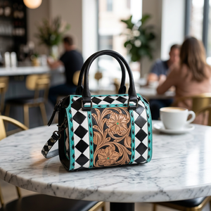 Nueva Bolsa de Viaje de Lujo, Estilo Vintage, Mini Speedy, de Cuero Genuino, con Diseño Floral Tallado a Cuadros, Modelo 2026 - Product Image 4