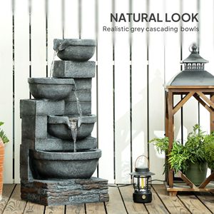 Fontana Moderna a 4 Livelli in Resina con LED e Cascata di Bacchette Decorative, Alta 76 cm, per Parchi - Product Image 6