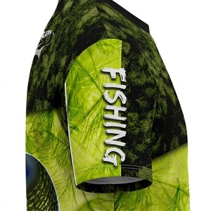 Camisa de Pesca para Hombre, Diseño de Lúcio con Sublimación, Secado Rápido, UPF 50, Camuflaje Verde, Patrón Sólido, Manga Corta, Ropa para Exteriores - Product Image 4