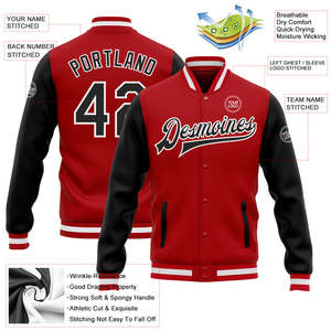 โรงงานขายส่งเสื้อแจ็คเก็ต Letterman แบบกำหนดเองสำหรับทีมเบสบอล พร้อมหมายเลขผู้เล่นแบบส่วนตัว ขอบยางยืด รับผลิตแบบ OEM ODM จากผู้ผลิตและผู้จัดจำหน่าย - Product Image 2