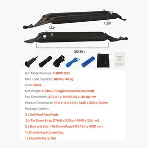 37.6 Inch Universal <b>Inflatable</b> Soft Aluminium Roof Rack Pads 88LBS Kayak Carrier 2 Ties 37.6 Inch Universal <b>Car</b> Roof Rack Pads - Product Image 4