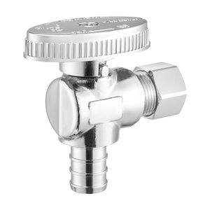 Confezione da 10 Valvole Angolari in Ceramica PEX da 1/2'' x 3/8'' OD, Valvole di Chiusura a 1/4 di Giro in Ottone Cromato - Product Image 1