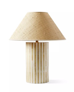 Lampe de table décorative Art Déco en os incrusté OEM ODM, 100 % faite à la main, motif rayé bleu et blanc, pour la maison/le bureau - Product Image 4