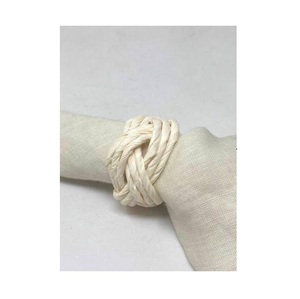 Handwoven Bamboo Rope Modern Eco-Friendly Durable Stocked <b>White</b> Customizable Napkin Ring Serviette Holder Wedding Farmhouse - Product Image 2