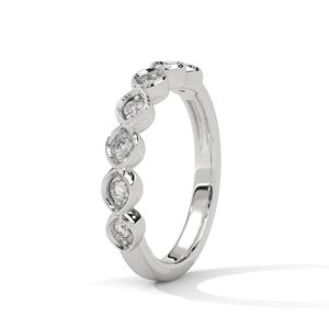 Anillo de Eternidad Completo Moderno de Plata de Ley con Esmeraldas y Diamantes Baguette, Joyería Nupcial Apilable con Diamantes Creados en Laboratorio - Product Image 2