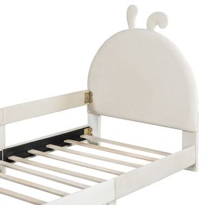 Lit de repos capitonné beige taille twin avec tête de lit en forme d'oreilles de lapin pour enfants - WF308907AAA - Product Image 6
