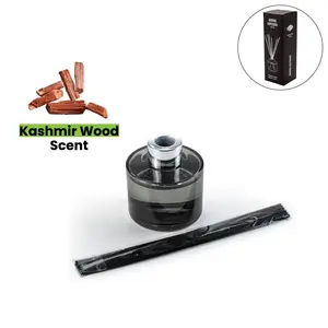 Diffuseur de parfum sans alcool ni parabène, 100 ml, longue durée, parfum bois du Cachemire, cylindre en verre, 6 bâtonnets - Product Image 5