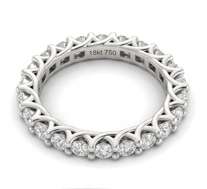 Bague d'éternité en diamant, taille brillant rond, bijoux fins classiques, bague de fiançailles - Product Image 2