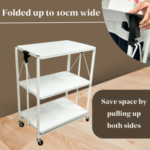 Carrito de cocina de acero multiusos de entretenimiento Diseño plegable Estantes de tres niveles Capacidad de carga de 15kg para carros de islas de cocina - Product Image 3