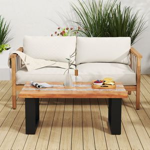 Tavolino da Caffè in Legno di Teak con Piano in Resina Epossidica Effetto Fiume - Product Image 2