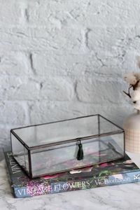 Glass Jewelry Box With <b>Mirror</b> Base And Metal Frame For Storage Display - Product Image 6