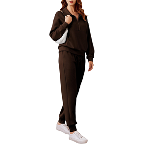 Ensemble de jogging tendance pour femme, léger, idéal pour les voyages et les vacances, collection printemps, tenue décontractée sans capuche - Product Image 4