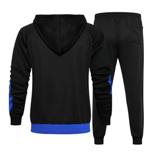 Survêtement personnalisé jaune à panneaux avec fermeture éclair noire pour homme, 100 % coton, coupe décontractée, ensemble sweat à capuche et pantalon pour homme, survêtements unis - Product Image 4