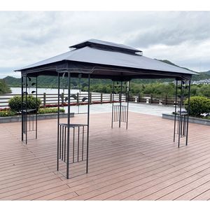 เต็นท์กันสาดกลางแจ้งขนาด 13x10 ฟุต พร้อมมุ้งตาข่ายถอดได้บนหลังคาสองชั้น ระบายอากาศได้ดี ป้องกันยุง - Product Image 6