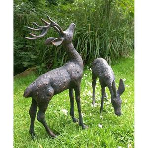 Articles de décoration de jardin, ensembles de cerfs décoratifs, sculptures de rennes en métal finition bronze faites à la main pour la décoration de Noël, maison et jardin. - Product Image 3