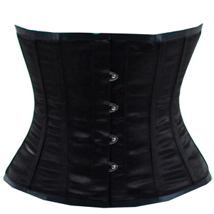 Women Satin Waist Cincher Firm Control Corset <b>Red</b> Hook-and-Eye Design Breathable Shapewear - Product Image 4