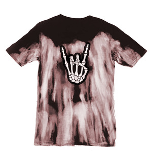 <b>Tie</b> Dye Skeleton Hand Rock Sign T-Shirt <b>Men</b> Short Sleeve Crew Neck 100% Cotton Regular Fit All Seasons Back Print - Product Image 1