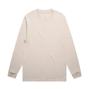 เสื้อยืดแขนยาวสีพื้นสำหรับผู้ชาย ทรงปกติ คอกลม ผ้าเจอร์ซีย์ลำลอง - Product Image 1