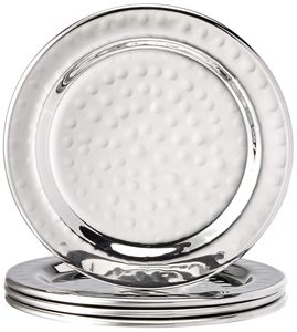 Elegance Hammered <b>4</b> Inch Stainless Steel Coasters <b>Set</b> of <b>4</b> Metal Drink Coasters <b>for</b> Coffee <b>Table</b> <b>Dining</b> Home Decor - Product Image 1