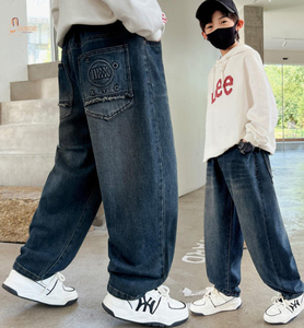 Jeans en denim slim déchirés pour petits garçons, taille plus, printemps-automne, écologiques et respirants - Product Image 1