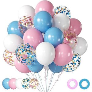 Palloncini in Lattice da 12 Pollici Rosa Blu e Bianchi con Coriandoli per Decorazioni e Celebrazioni di Feste di Compleanno - Product Image 1