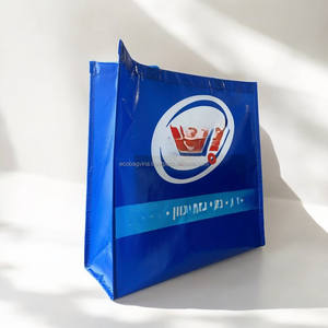 Bolsas de compras de comestibles no tejidas de PP reutilizables ligeras personalizables con asas ecológicas Impresión de logotipo personalizado para venta al por menor - Product Image 4