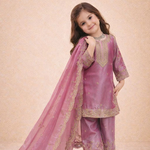 ชุดเด็กผู้หญิงสำหรับงานปาร์ตี้ ซัลวาร์ คามีซ - ระบายความชื้นและป้องกันแสงแดด ใส่ได้ทุกฤดู สวมใส่สบายๆ - Product Image 1