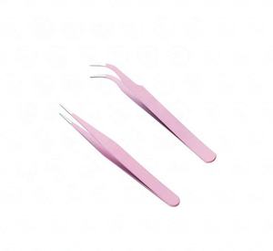 Pinzas para pestañas de acero inoxidable con punta puntiaguda Diseño recto y curvo para uso en belleza - Product Image 1