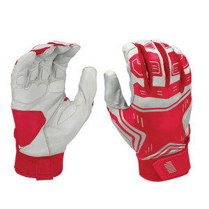 Full Finger Baseball Gloves Leather <b>Red</b> White Hook And Loop Closure Non Slip All Seasons Adult Right Handed Baseball Gloves - Product Image 1