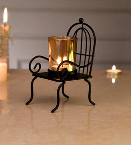 Iron Candle Stand Chair Shape <b>Black</b> Metal Home Decoration Heat Resistant Candle <b>Holder</b> - Product Image 1