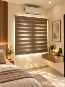 Store zébré moderne EX04 en tissu uni, occultant électrique, pour fenêtre coulissante, idéal pour magasin, réduction de l'éblouissement, décoration - Product Image 1