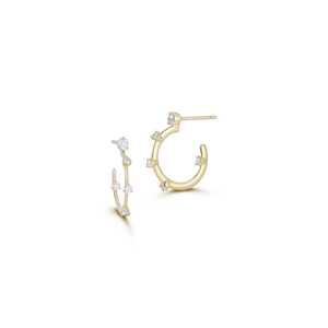 Pendientes de Aro de Diamantes para Uso Diario, Pulidos, con Diseño de Estrella, Abiertos, Regalos para Mujer, Redondos, de Diamantes Cultivados en Laboratorio, Oro Sólido de 14K y 18K, Venta al por Mayor - Product Image 3