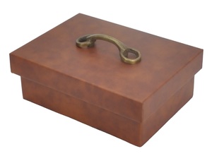 Caja de Cuero Genuino de Primera Calidad, Caja de Regalo Hecha a Mano, Tamaño Personalizado, Caja Decorativa con Asa de Latón Antiguo, Compatible con OEM - Product Image 4