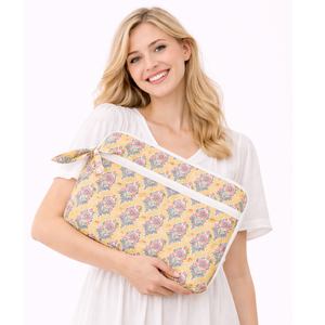 Quilted Cotton <b>Laptop</b> <b>Sleeve</b> 13/15 Inch Zippered Closure Luxurious Modern Travel Fashionable Elegant Vintage Jaipur Block Print - Product Image 5