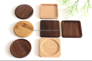 จานรองแก้วไม้ธรรมชาติแบบกำหนดเองได้ถาดรองแก้วไม้วอลนัทและไม้ไผ่ทรงกลมและสี่เหลี่ยมเหมาะสำหรับเป็นของขวัญ - Product Image 2