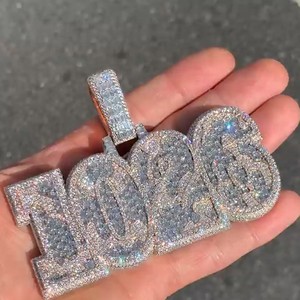 จี้เงินประดับเพชรแบบ Iced Out 1000 ดอลลาร์ เครื่องประดับฮิปฮอป โมอิสซาไนต์ ไมโครเพฟ ประดับเพชรระยิบระยับ ชุบทองคำขาว รับรองโดย GRA - Product Image 1